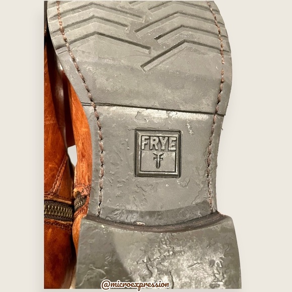 $389 Veronica Short Belted Cognac Leather Fringe Moto Vintage Combat Ankle Boot - Picture 13 of 15